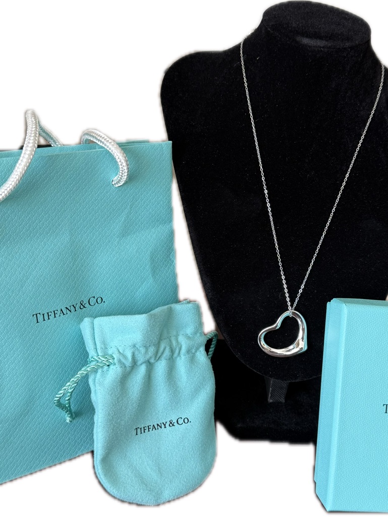 Tiffany & Co Elsa Peretti Large Open Heart Pendant With Unbranded Chain Complete